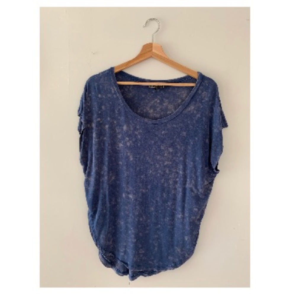 blue “bleached” top